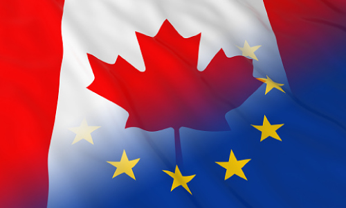 Canada flag and EU stars