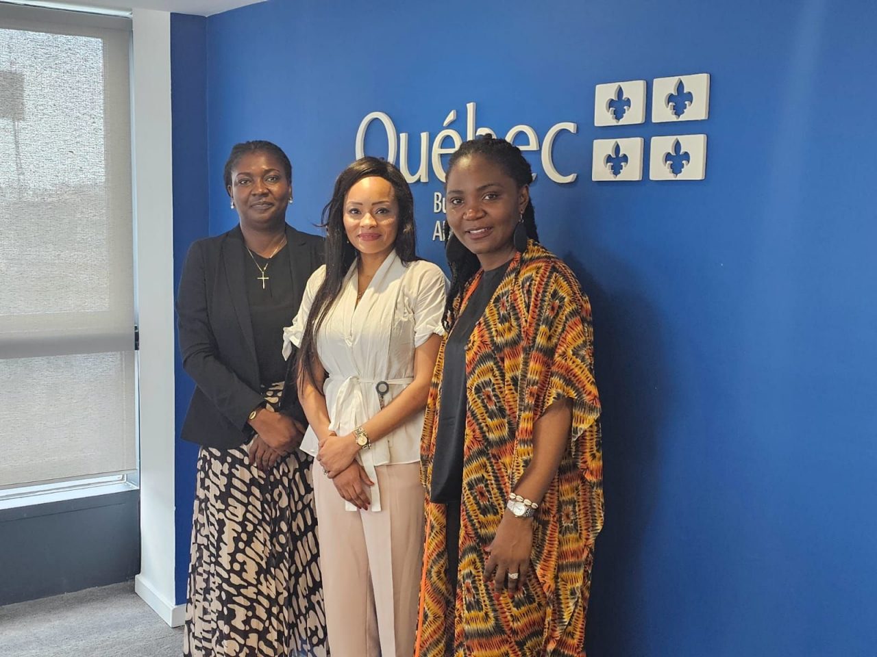 [PB2.1]Nadège A. Mehe (right) with Marie Hélène Sultan (middle), and Essi Jocelyne Kodjo (left), at the Quebec office in Abidjan.