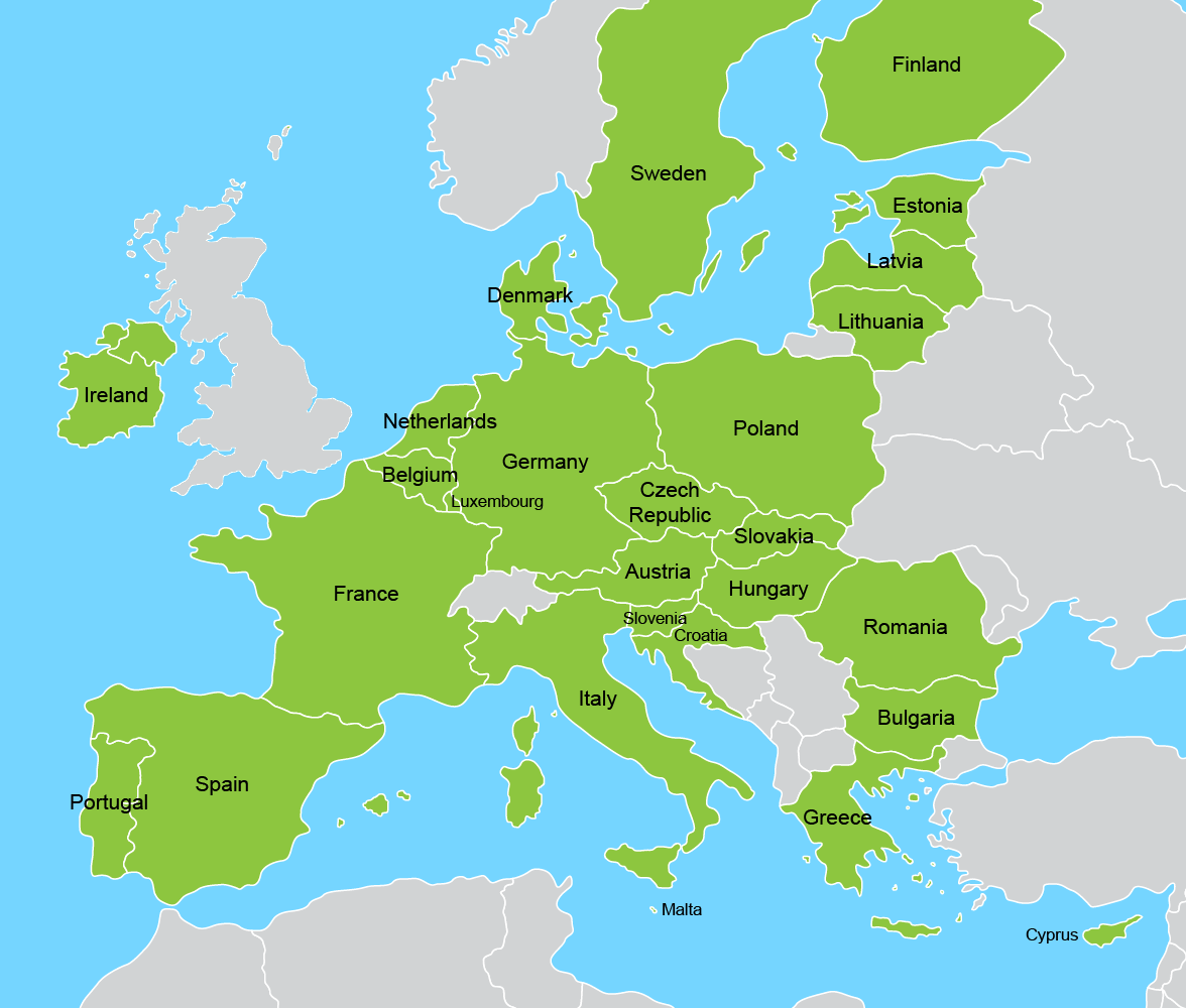 Image of map showing member states of the European Union